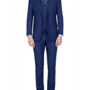 Mens Blue Slim Fit 3-Piece Suit